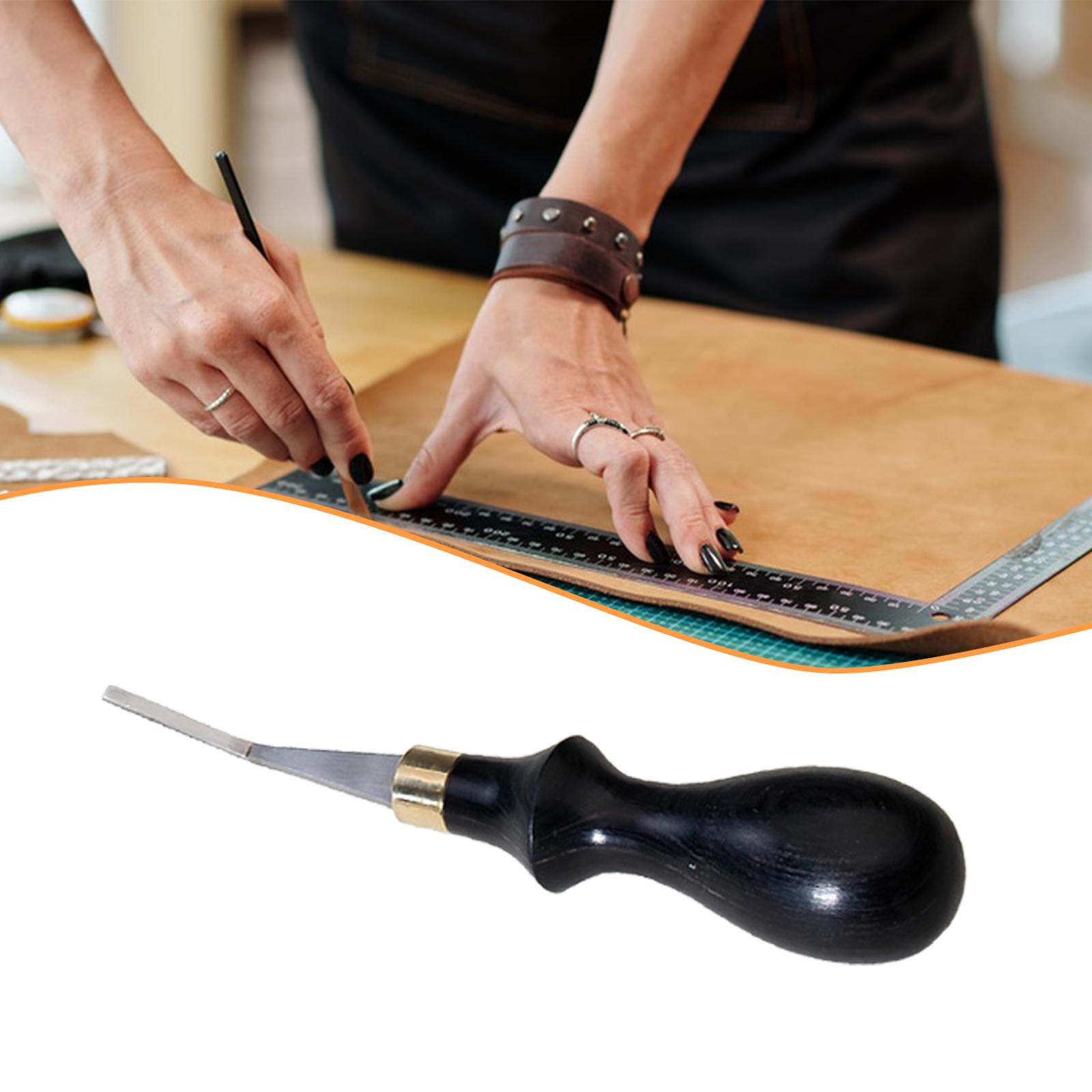 HILABEE Detail Rougher Leather Roughing Tool Polish File Tool Wooden Handle Ergonomic Edge Marking Crafted for Consistent Results Suitable for Leathercraft En 3mm