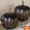 thumbnail image 6 of Set of 2 Illuminated Starry Night Glass Pumpkins, Twinkle Light Pumpkins, Fall Halloween Timer Lighted Sparkling Pumpkin Decorations Lamp With Storage Bag for Home Bedroom Bathroom Hallway(Black,M+L), 6 of 9