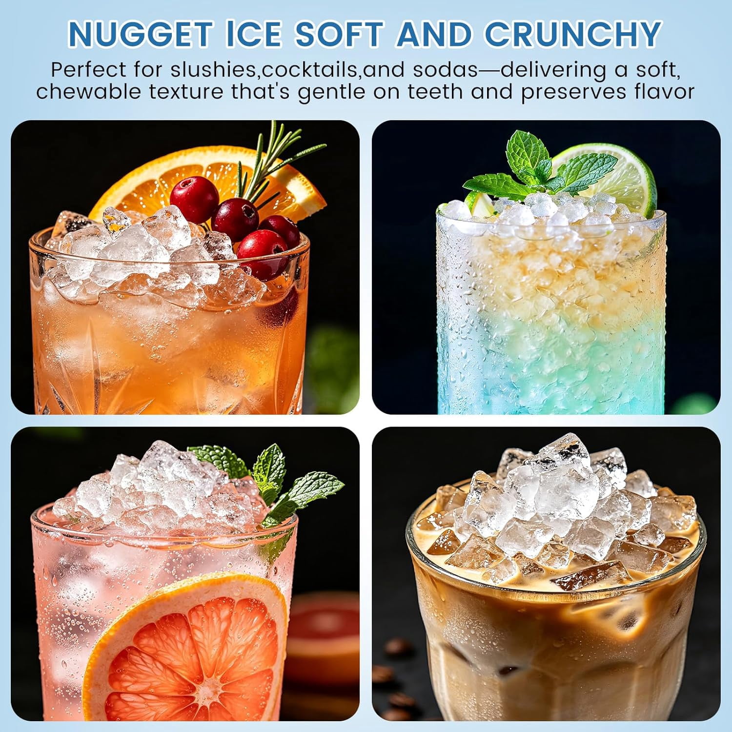 Havato  Nugget Ice Maker, Portable Countertop  Ice Machine  Chewable Crushed Ice | 35Lbs/24H, Self-Cleaning, Quiet & Compact ,Black
