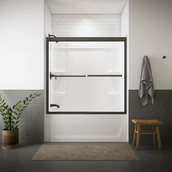 Sterling 581005-59 Meritor Frameless Sliding 59-3/8" X 55-1/8" Bath Door - Bronze