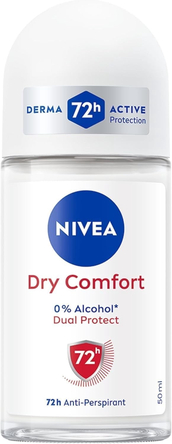 Nivea Dry Comfort Antiperspirant Deodorant Women's Roll-On Alcohol-Free -Travel Size- BULK 12 Pack