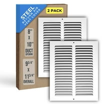 [2 Pack] Fits 8x10 Duct Opening | Steel Return Air Grille by Handua | Vent Cover Grill for Sidewall and Ceiling | White | HVAC Cold Air Intake Grille | Outer Dimensions: 9.75"W X 11.75"