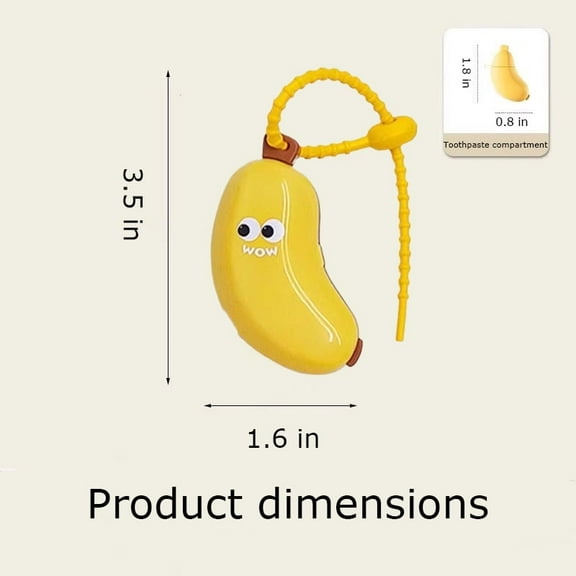 3 Pcs Portable Travel Toothbrush Holder - Dust-Proof Cover with Lid, Cute Banana-Shaped Toothbrush Head Protector Case & Toothpaste Container