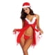 thumbnail image 3 of VISgogo Vestido de Dormir para Mujer, Traje de Gorro de Papá Noel, Encaje Transparente Felpa Cordón Home Sling Midi, Rojo VISgogo moda, 3 of 9