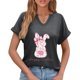 thumbnail image 5 of Corto para las Mujeres Casual Verano 2025 Pascua Impresión V-Cuello Camiseta, Ligero 95% Poliéster 5% Spandex Top para Toda la Temporada Hogar Y Diario, 5 of 7
