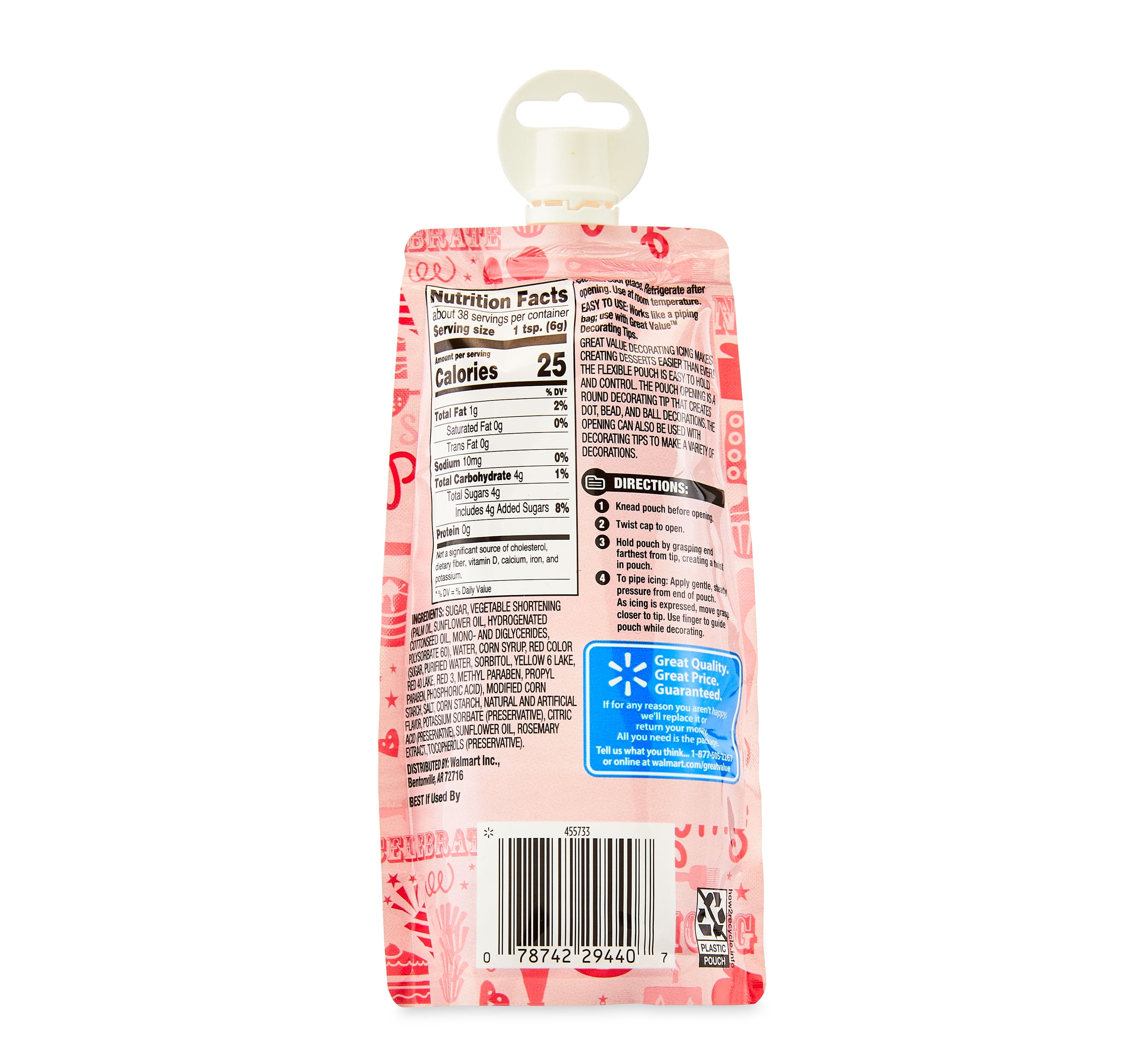 Great Value Decorating Icing, Red, 8 oz