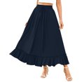 thumbnail image 5 of Amvlyk Skirts for Women Solid Elastic High Waist Ruffle Boho Skirt Summer Tiered Trendy Ankle-Length A-Line Skirt Fashion Flowy Drawstring Long Skirt for Beach Date Casual Outwear Party Walking, 5 of 7