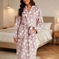 thumbnail image 4 of Levmjia Women's Winter Thick Plush Robe Long Star Print Bathrobe Full Length Kimono Nightgown with Pockets Soft Fluffy Loungewear Sleepwear Cozy Homewear, 4 of 5