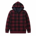 thumbnail image 3 of Ceisia Men Plaid Fleece Lined Hooded Jacket Buffalo Check Full Zip Drawstring Hood Side Pockets Warm Coat For Cold Weather Outdoor Casual Street Style Gift, 3 of 5