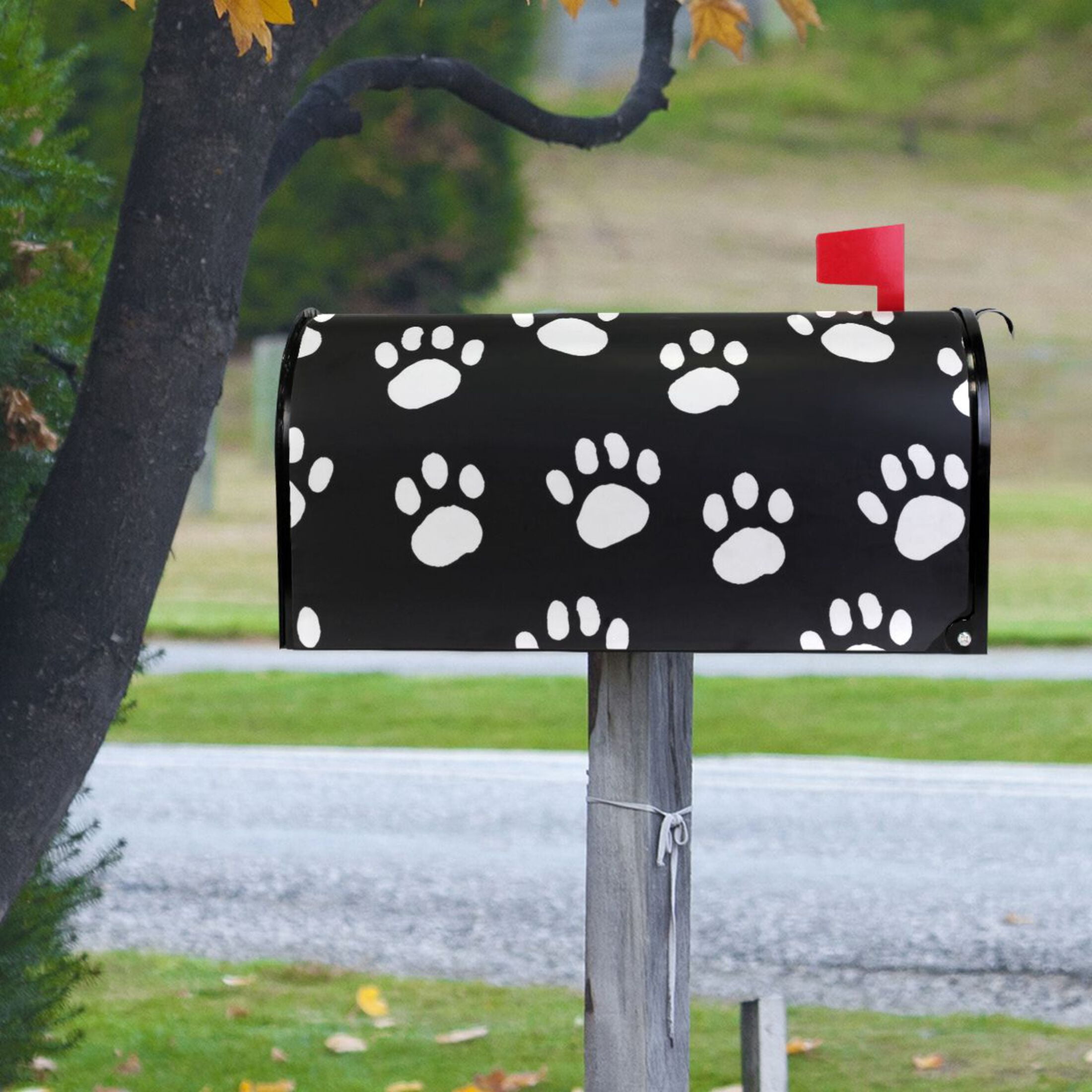 Dog Paws Magnetic Mailbox Covers 25.5" X 21" Post Letter Box Wraps Waterproof Garden Yard Outdoor Decoration