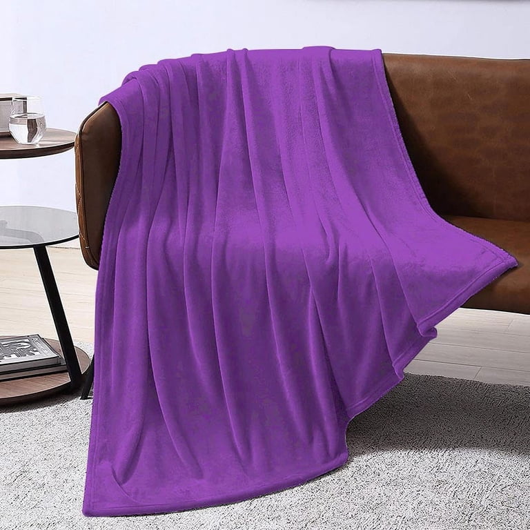 Auchen Purple Microfiber Plush Reversible Bed Blanket, King