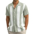 thumbnail image 1 of TheFound Chemises Oversize pour Hommes Rayées à Manches Courtes Col Rabattu Vêtements Décontractés d'Été, 1 of 8