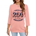 thumbnail image 5 of KDDYLITQ 250th Anniversary Usa Tshirt for Women Patriotic National Flag Print 3/4 Sleeve Tees 4th July Usa Flag July 4th T-Shirts Red White and Blue Trendy Crew Neck Tops Watermelon Red 2XL, 5 of 6