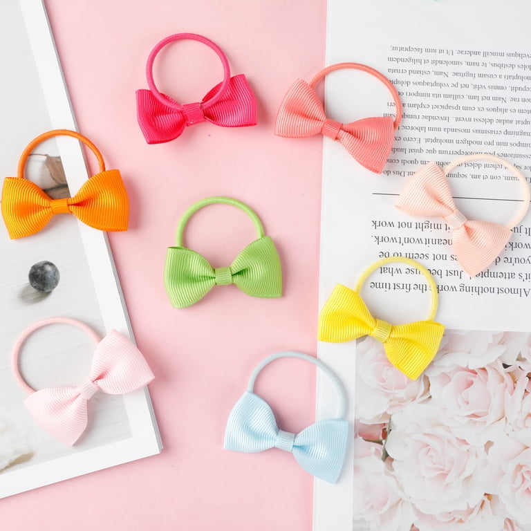 Toddler Hair Ties – 30pcs Cartoon Bow, Flower, Rainbow Designs, No Damage Elastic, Pastel Colors For Girls 2-8 Years