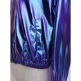 thumbnail image 6 of Aiihoo Kids Girls Hip Hop Hooded Jacket Sparkly Metallic Zipper Short Jacket Coat Outerwear Club Rave Wear Blue 10, 6 of 6