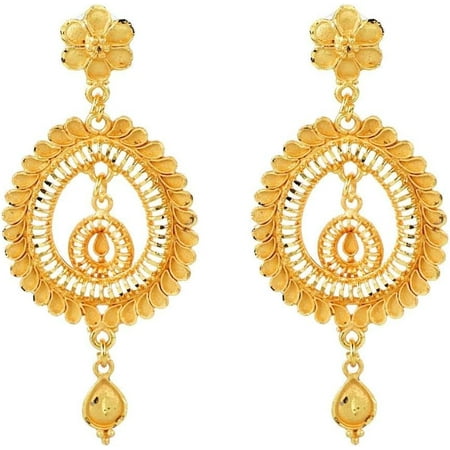 Indian Earrings for Women Gold Tone Dubai Style Earring Set Indian Gold Tone Chandbali Dangle Earrings Set Indian Bridal Jewelry for Wedding Fashion Jewelry[n914]