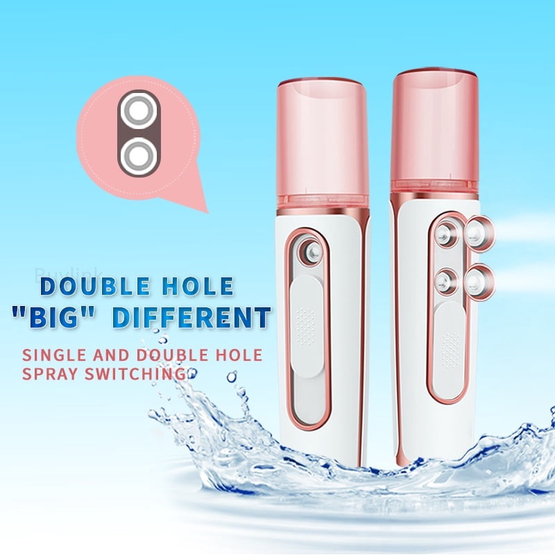 Nano Mist Sprayer 35ml Double hole USB Facial Body Steamer Moisturizing Portable Face Steamer Nano Facial Spray Cool Mist Spray