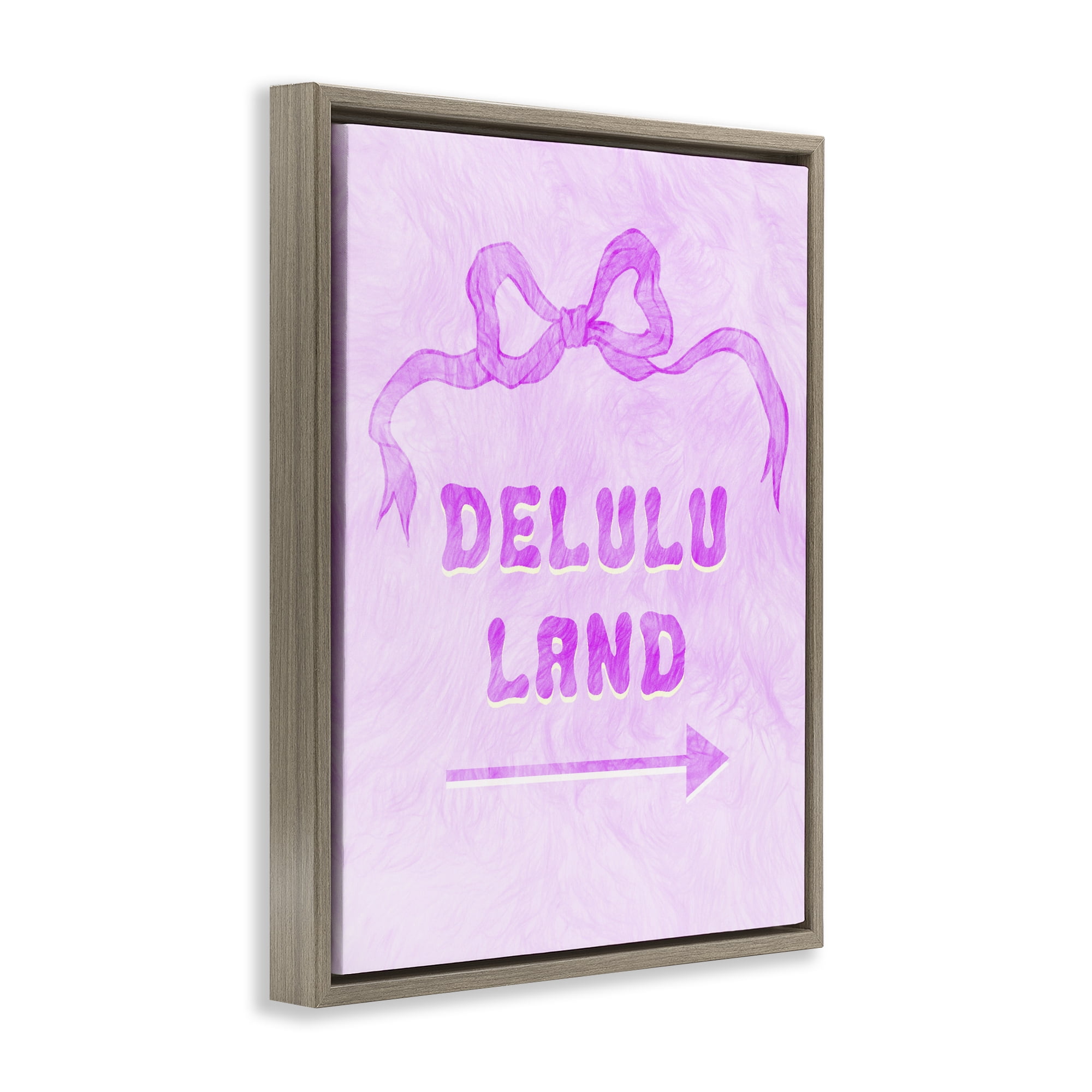 Stupell Industries Delulu Land Feminine Ribbon Brown Framed Floater Canvas Wall Art, design by Ziwei Li