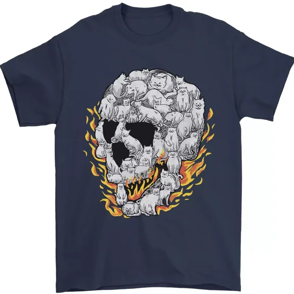 Gildan Fire Skull Made Of Cats, Men'S Cotton, Unisex S-5Xl Hot Trending Shirt, Gift For Cat Lover Shirt, Sweatshirt, Hoodie