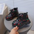 thumbnail image 2 of Viluyesy Girls Chelsea Ankle Boots Cherry Print Lace Up Elastic Casual Fashion Walking Shoes Black Size 11 Little Kids, 2 of 8