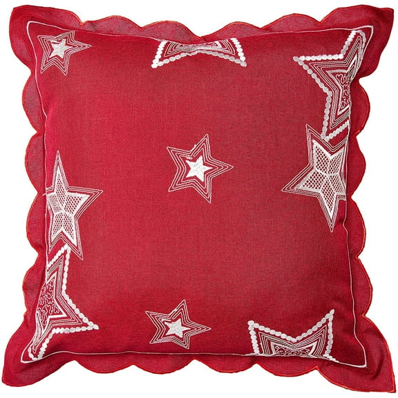 Violet Linen Seasonal Xmas Christmas Holiday Essenial Pattern, Polyester Embroidered Jacquard , Stars, 18 Inch x 18 Inch, Decorative Throw Pillow Cover