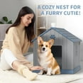 thumbnail image 6 of 38-Inch Pointed Wood-Look Dog House, Sturdy Outdoor Shelter with Paw Print & Windows for Large Dogs, 6 of 7
