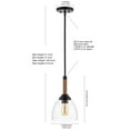 thumbnail image 4 of JONATHAN Y Alys 7.63" Adjustable Rope-Wrap Modern Rustic Iron/Glass LED Pendant, Black, 4 of 9