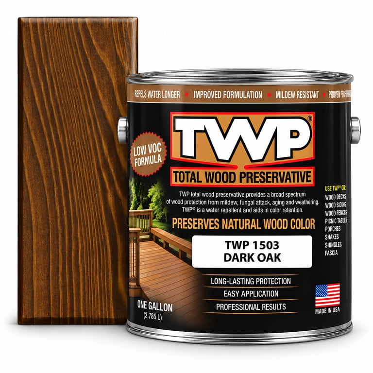 TWP 1503 Dark Oak Wood Preservative Stain, Semi Transparent, Low