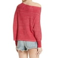 thumbnail image 2 of Free People Womens Alana Linen Heathered Sweater Red M, 2 of 4