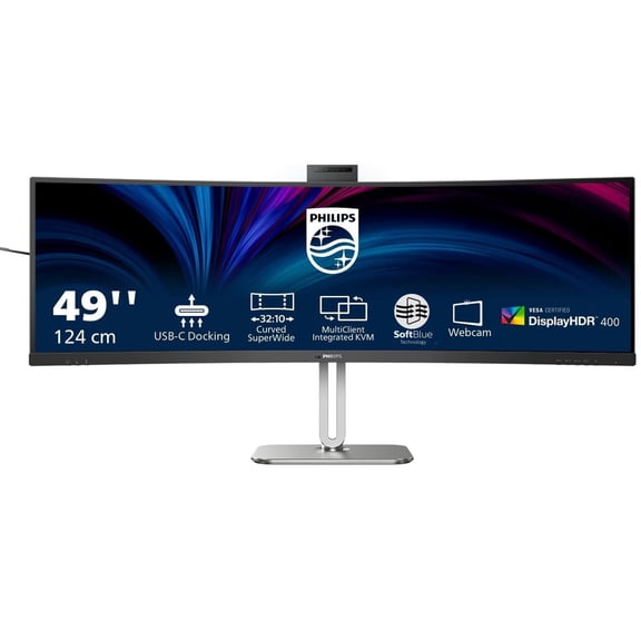 Restored Philips 49B2U6900CH 49 Inch SuperWide Docking Monitor UltraWide Desktop Business Display HDMI DP USB-C