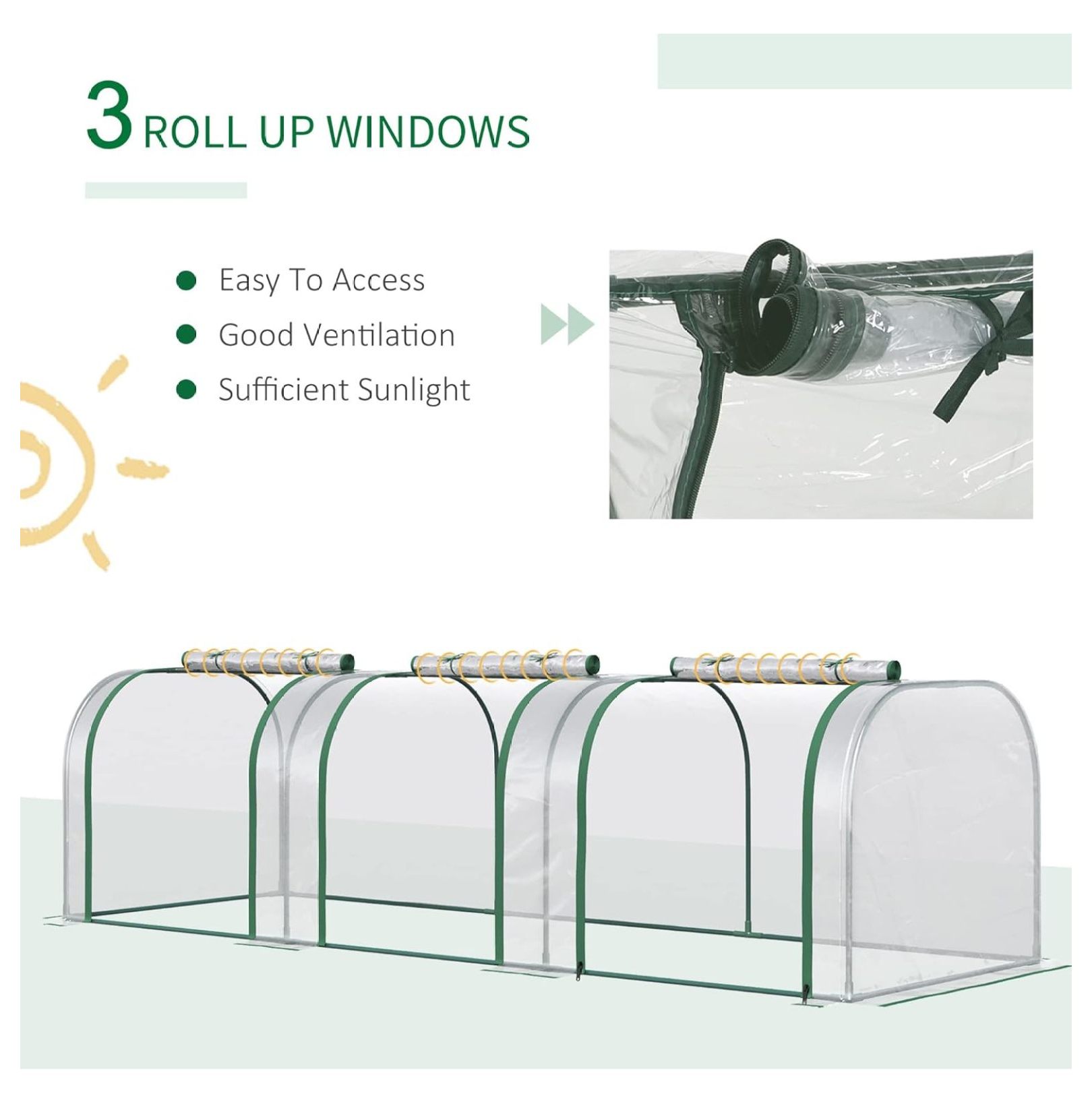 SONGMY 10' x 3' x 2.5' Mini Greenhouse, Portable Tunnel Green House with Roll-Up Zippered Doors, UV Waterproof Cover, Steel Frame, Clear