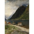 thumbnail image 2 of Georg Anton Rasmussen 11x14 Black Ornate Wood Framed Double Matted Museum Art Print Titled: Fjordlandschaft, 2 of 5