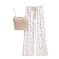 thumbnail image 3 of LIZUOJUN Women Pajama Sets Floral Print Lace Cami Pants Set Summer Lounge Wear Soft Breathable Lightweight Loungewear Home Pajamas - M, 3 of 3