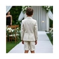 thumbnail image 3 of Boys Linen Short Suit Slim Fit 2 Pieces Summer Beach Wedding Suits Kids Lightweight Linen Jacket Shorts Set, 3 of 6