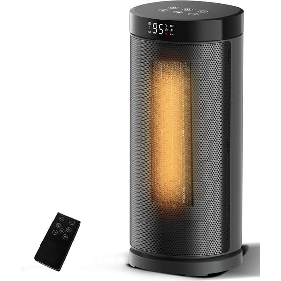 Space Heater for Indoor Use, 1500W Electric & Portable Ceramic Heaters with 80 ° Oscillating, Thermostat, 3 Modes, 24Hrs Timer, Room Heater with Remote, Fast Heating Safe for Bedroom Room Use