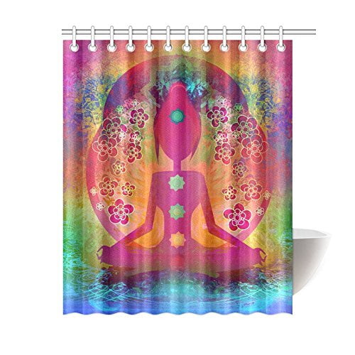 MKHERT Yoga Lotus Pose Shower Curtain Bath Curtain Waterproof fabric
