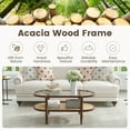 thumbnail image 4 of Topbuy 2-Tier Acacia Wood Coffee Table Mid-Century Modern Rectangular Center Table with Glass Tabletop and Imitation Rattan Storage Shelf, 4 of 7