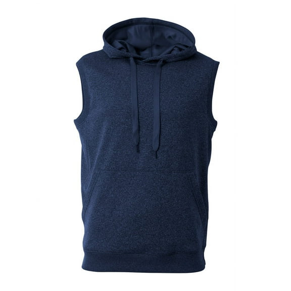 A4 Agility Sleeveless Tech Fleece Hoodie For Men in Navy/Heather | N4002