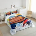 thumbnail image 4 of Football Comforter Set Full Teen Sports Bedding Set Bedroom Decor,Watercolor Tie Dye Hand Drawn Graffiti Football Bedding Comforter Sets Rugby Quilt Duvet 2 Pillow Cases Colorful Brown, 4 of 6