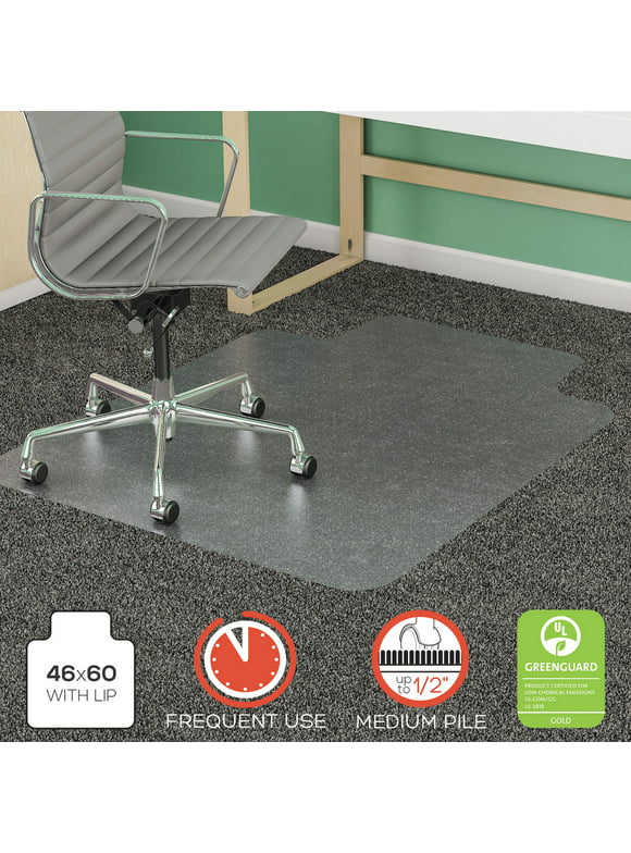 Deflecto Supermat Frequent Use Chair Mat For Medium Pile Carpet, 46 X 60, Wide Lipped, Clear