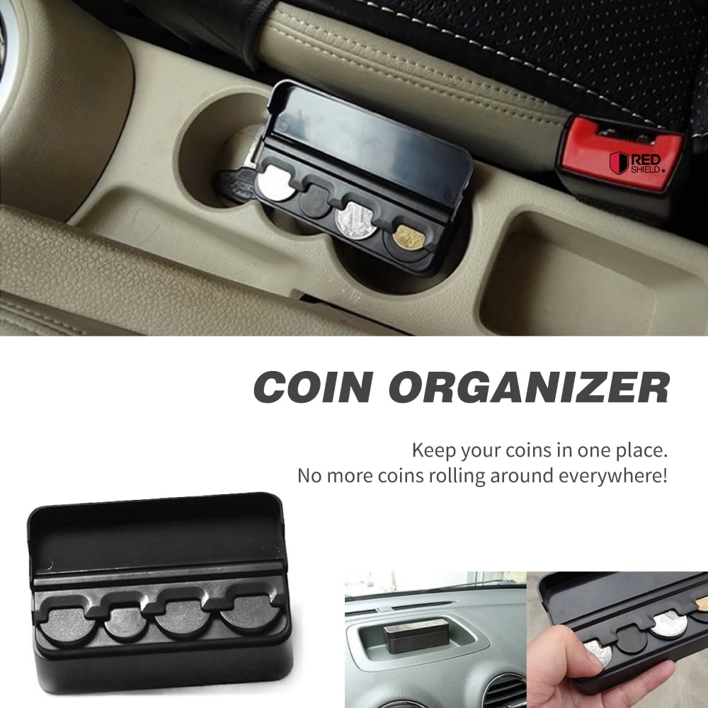 ljhnba Plastic Coin Holder Coin Storage Box 5 Compartments For Car