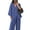 Blue, variant on tasrioml Women's Cotton Linen Two Piece Outfit Long Sleeve V Neck Button Top Wide Leg Pants Casual Loungewear Set