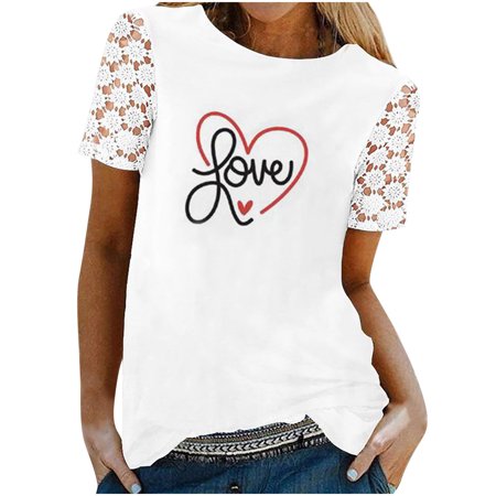 

Corset Top Maternity Shirts Women s Fashion Summer Round Neck Lace Leisure Short Sleeve Printing Tops Womens Tank Tops Black Crop Top Clearance White M