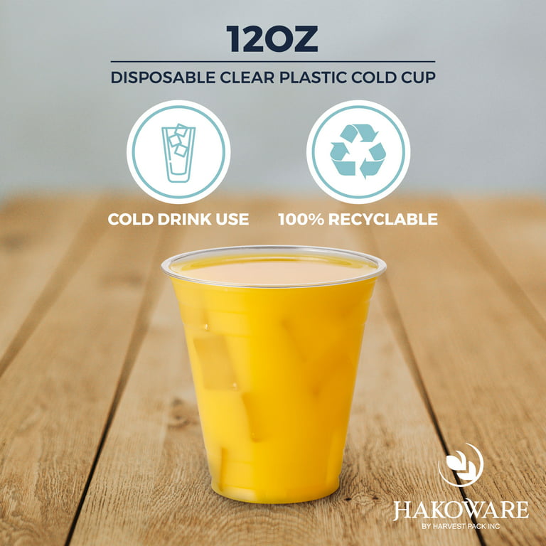 [200 Count] 12oz Clear Plastic Disposable Cups - Premium 12 oz (ounces) Crystal