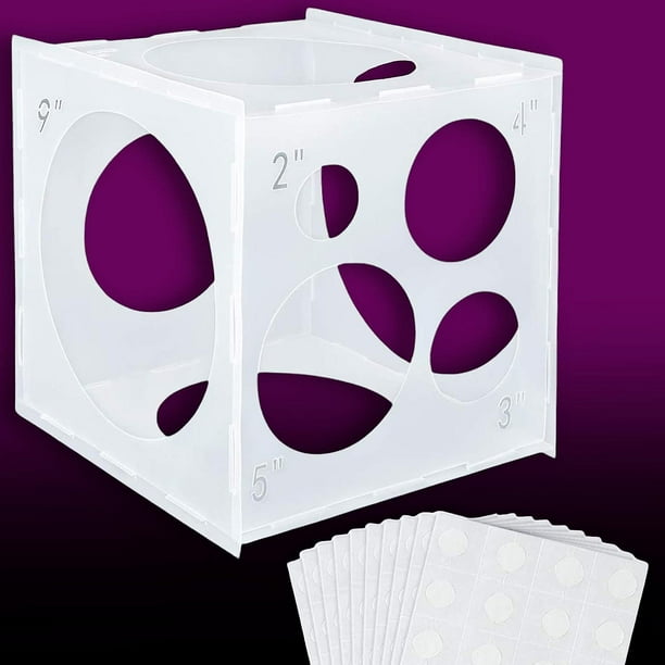 Herramienta de medición de caja de cubos medidor de globos de 11 agujeros para decoraciones de globos Caja medidora de globos Medidor de globos de caja perforada con punto de pegam