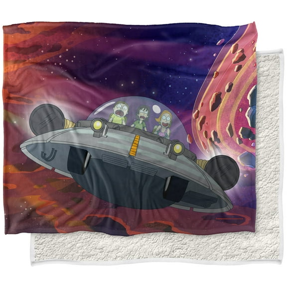 Rick and Morty Blanket, 50'x60' Screaming Space Silky Touch Sherpa Back Super Soft Throw Blanket