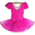 thumbnail image 4 of URMAGIC Toddler Little Girls Short Sleeve Rhinestone Tutu Ballet Dress Dance Leotard Dancewear, 4 of 8