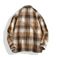thumbnail image 5 of Men's Button Down Shirts Long Sleeve Fall Casual Striped Collar Loose Top Fashion Lightweight Plaid Tee Men (Coffee XL), 5 of 6