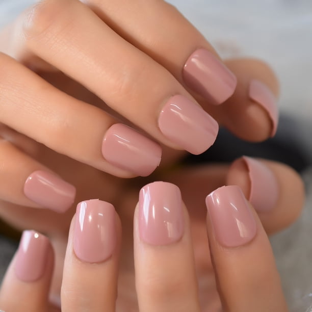 Puntas de uñas francesas blancas desnudas naturales cortas de verano, uñas postizas de Gel, prensa en Ultra fácil de usar para el hogar y la Oficina Deng Xun unisex