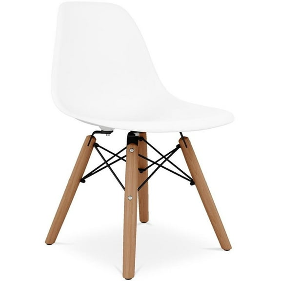 Aron Living 21.75" Plastic and Wood Kids Playroom Chairs in White (Set of 2)